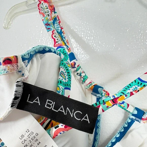 La Blanca Gypsy Soul High Neck Keyhole One Piece Swimsuit Multicolor Paisley 12 - Picture 6 of 9